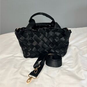 Ahdorned Woven Neoprene Tote in Black.